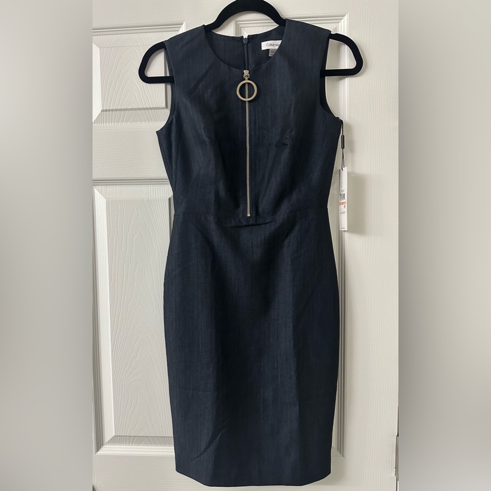 Calvin Klein Women’s Sleeveless Dress Functional Front Zipper Size 2P